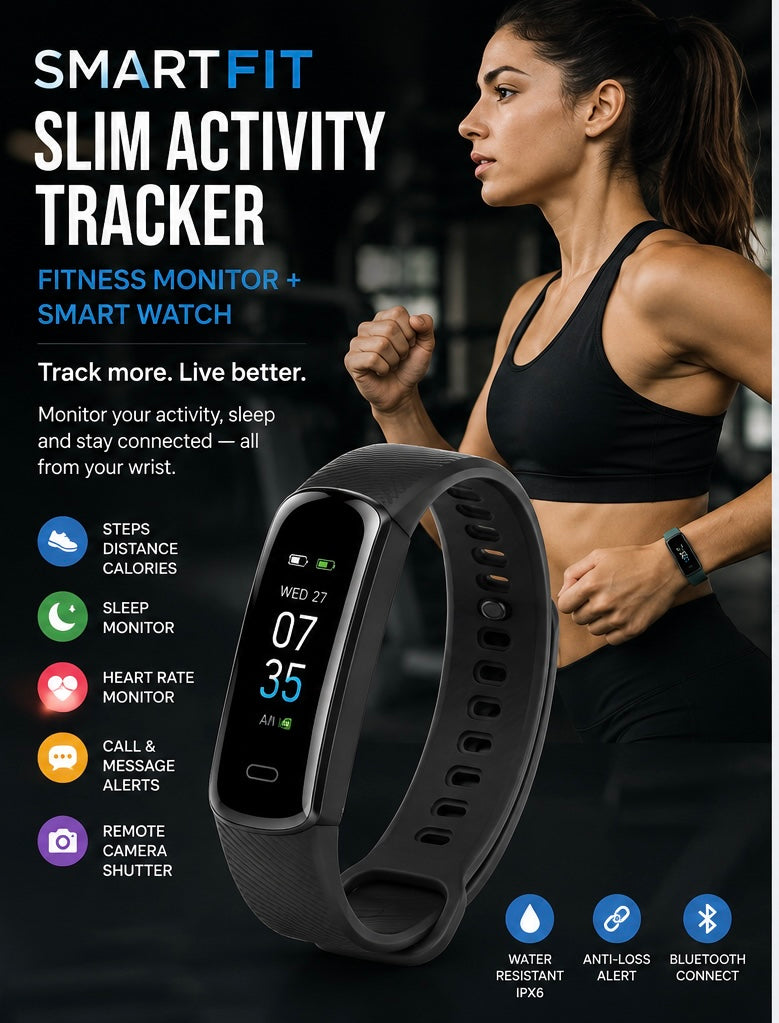 Slim smartwatch fitness tracker multiple colors