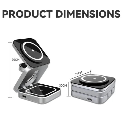 Foldable 3-in-1 Wireless Charging Phone Stand — iPhone, AirPods & Apple Watch