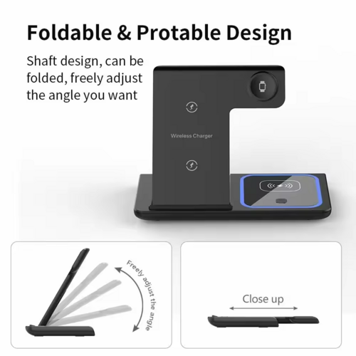 Portable foldable 15W wireless charging station